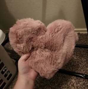 Pink Heart-Shaped Faux Fur Purse